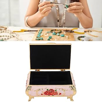 Vintage Jewelry Box, Vintage Roses Embossed Design Zinc